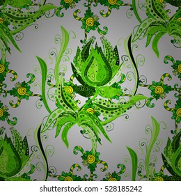 Seamless flowers pattern on white background.