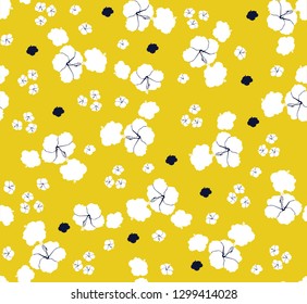 seamless flowers pattern on yellow background