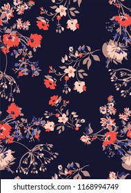 Seamless Flowers Pattern print design, 
vector illustration
