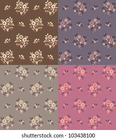 Seamless  flowers pattern set. Floral background