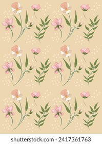 Seamless flowers pattern. Simple botanical design por fabric, wrapping paper. 