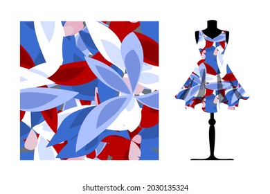 Seamless flowers pattern. Template of using textile abstract decorative motive  for women summer dress. 