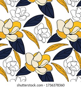 Seamless flowers pattern. Textile print pattern. Hand draw flowers pattern design.
