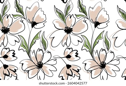 Seamless Flowers Pattern in vector. Abstract floral pattern