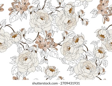 Seamless flowers pattern in vector. Abstract flower pattern design