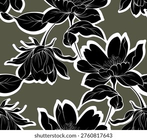 Seamless flowers pattern in vector. Abstract flower pattern design