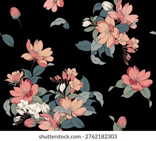 Seamless flowers pattern in