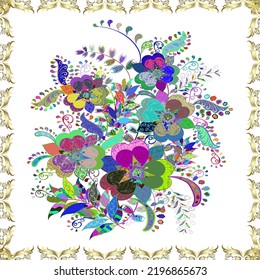 seamless flowers pattern. vector illustration in asian textile style. Flowers on pleasant colors. vector illustration 