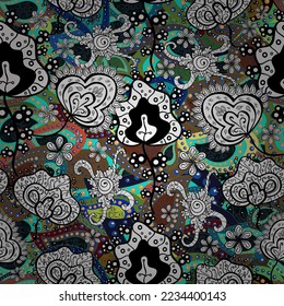 seamless flowers pattern. vector illustration in asian textile style. Beautiful fabric pattern. Colour Spring Theme seamless pattern Background. Flat Flower Elements Design.