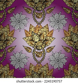seamless flowers pattern. vector illustration in asian textile style. Beautiful fabric pattern. Colour Spring Theme seamless pattern Background. Flat Flower Elements Design.