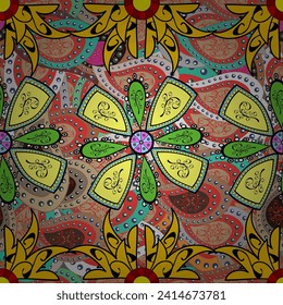 seamless flowers pattern. vector illustration in asian textile style. Beautiful fabric pattern. Colour Spring Theme seamless pattern Background. Flat Flower Elements Design.