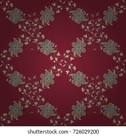 Seamless flowers pattern. Vector illustration. In asian textile style. Beautiful fabric pattern. Colour Spring Theme seamless pattern Background. Flat Flower Elements Design.