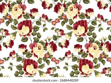 Seamless Flowers Pattern in vector. Textile print pattern