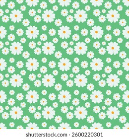seamless flowers pattern with white daisy 