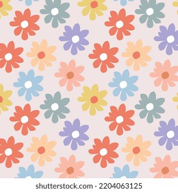  Seamless flowers pattern,abstract floral background,Retro flowers vector background, surface design blooming Hand-drawn illustration.