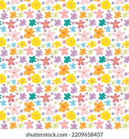 Seamless flowers repeating pattern, abstract floral background, vintage blooming Hand-drawn vector floral illustration, Can be used fabric, wallpaper, scrapbooking, cards, packaging, clothing, print.