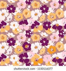 Seamless flowers texture. Floral pattern for fashion prints. Autumn flowery design for background textile, wallpapers, wrapping, paper.