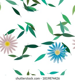 Seamless flowers vector pattern. Background texture in floral style.