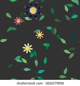 Seamless flowers vector pattern. Background texture in floral style.