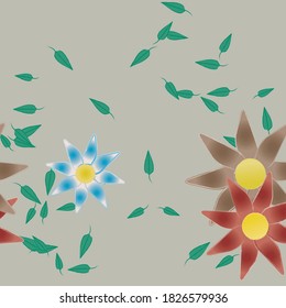 Seamless flowers vector pattern. Background texture in floral style.