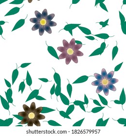 Seamless flowers vector pattern. Background texture in floral style.