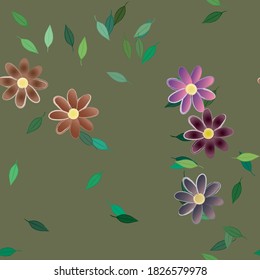 Seamless flowers vector pattern. Background texture in floral style.