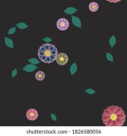 Seamless flowers vector pattern. Background texture in floral style.