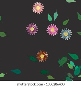 Seamless flowers vector pattern. Background texture in floral style.