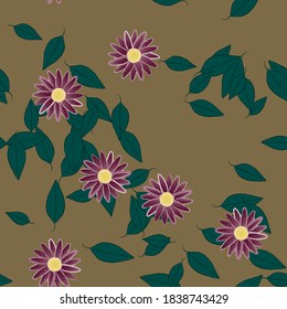 Seamless flowers vector pattern. Background texture in floral style.