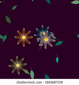 Seamless flowers vector pattern. Background texture in floral style.