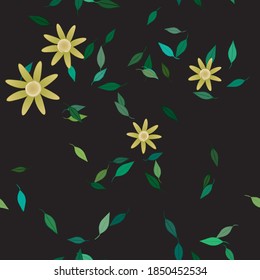 Seamless flowers vector pattern. Background texture in floral style.