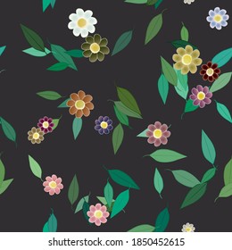 Seamless flowers vector pattern. Background texture in floral style.
