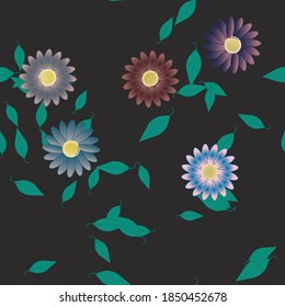 Seamless flowers vector pattern. Background texture in floral style.