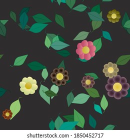 Seamless flowers vector pattern. Background texture in floral style.