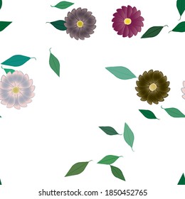 Seamless flowers vector pattern. Background texture in floral style.