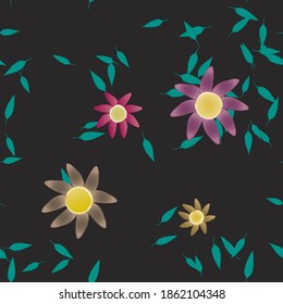 Seamless flowers vector pattern. Background texture in floral style.