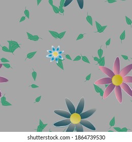 Seamless flowers vector pattern. Background texture in floral style.
