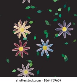 Seamless flowers vector pattern. Background texture in floral style.
