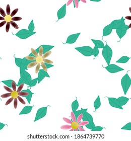 Seamless flowers vector pattern. Background texture in floral style.