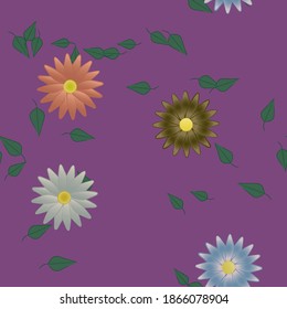 Seamless flowers vector pattern. Background texture in floral style.