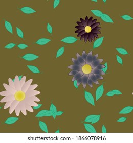 Seamless flowers vector pattern. Background texture in floral style.