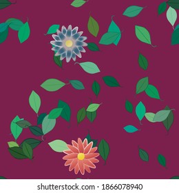 Seamless flowers vector pattern. Background texture in floral style.