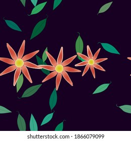 Seamless flowers vector pattern. Background texture in floral style.