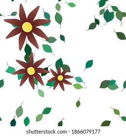Seamless flowers vector pattern. Background texture in floral style.