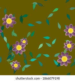 Seamless flowers vector pattern. Background texture in floral style.