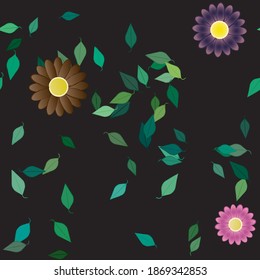 Seamless flowers vector pattern. Background texture in floral style.