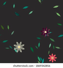 Seamless flowers vector pattern. Background texture in floral style.