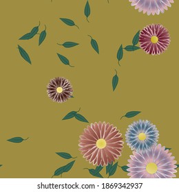 Seamless flowers vector pattern. Background texture in floral style.