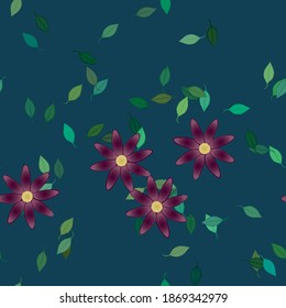 Seamless flowers vector pattern. Background texture in floral style.