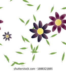 Seamless flowers vector pattern. Background texture in floral style.
